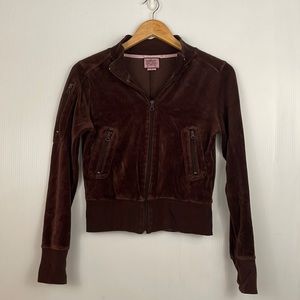 Juicy Couture Brown Velour Zip Up
